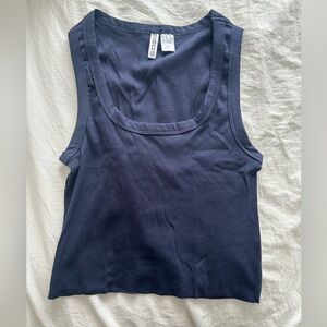 H&M Navy Ribbed Scoop Neck Tank Top